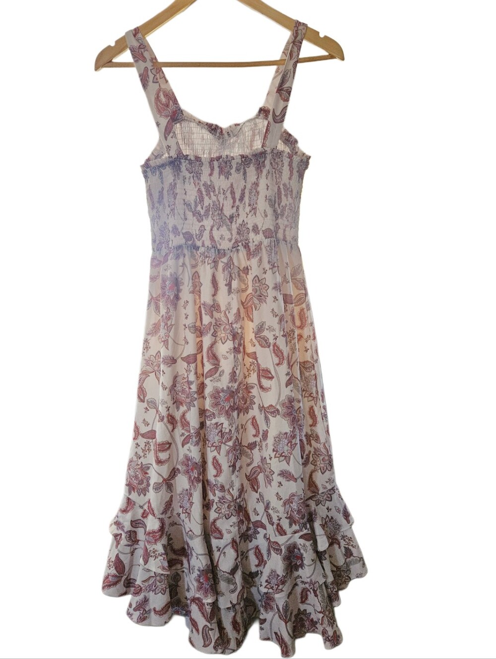 GRACE KARIN Paisley Floral Smocked Maxi Dress Ruffle Hem Boho M - Picture 5 of 10